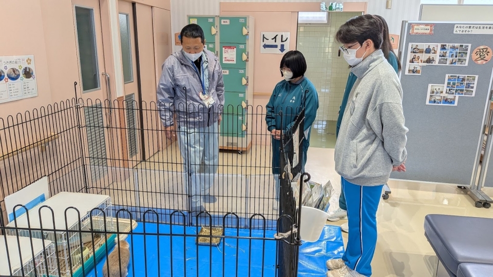 中等部2年　職場体験初日（岡山県動物愛護センター様）