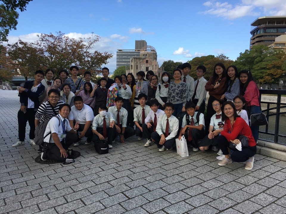 タイの短期留学生と中等部2年生が広島へ
